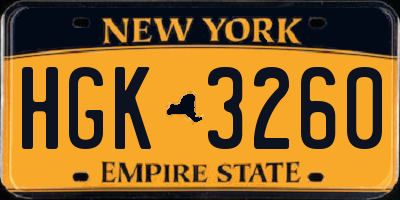 NY license plate HGK3260