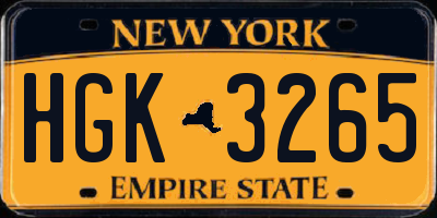 NY license plate HGK3265