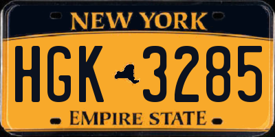 NY license plate HGK3285