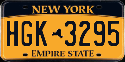 NY license plate HGK3295