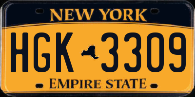 NY license plate HGK3309