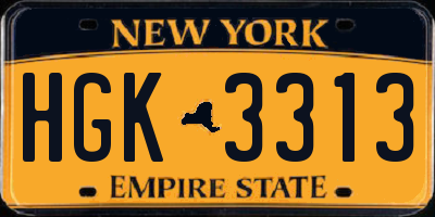 NY license plate HGK3313