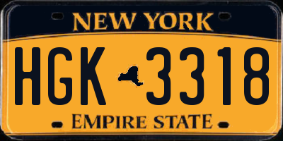 NY license plate HGK3318