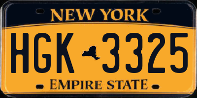 NY license plate HGK3325