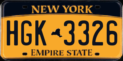 NY license plate HGK3326