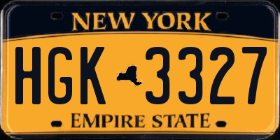 NY license plate HGK3327