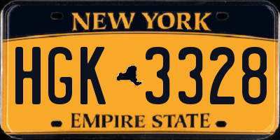 NY license plate HGK3328