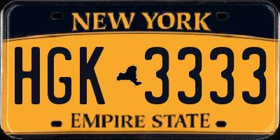 NY license plate HGK3333