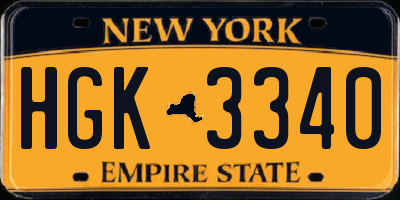 NY license plate HGK3340