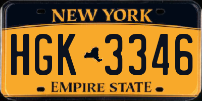 NY license plate HGK3346