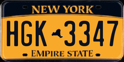 NY license plate HGK3347