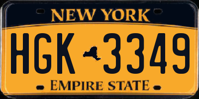 NY license plate HGK3349