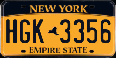 NY license plate HGK3356