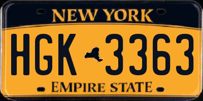 NY license plate HGK3363