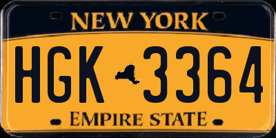 NY license plate HGK3364