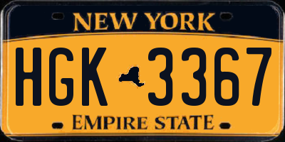 NY license plate HGK3367