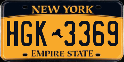 NY license plate HGK3369