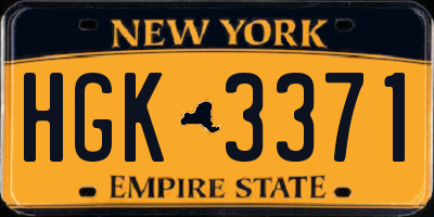 NY license plate HGK3371