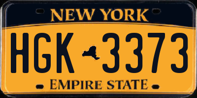 NY license plate HGK3373