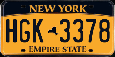 NY license plate HGK3378