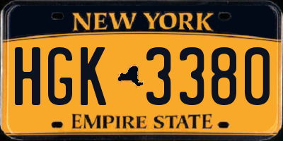 NY license plate HGK3380
