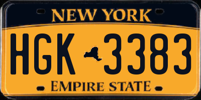 NY license plate HGK3383