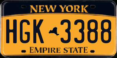 NY license plate HGK3388