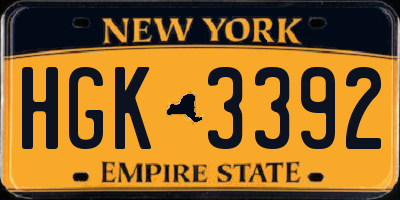 NY license plate HGK3392