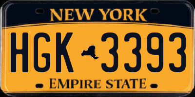 NY license plate HGK3393