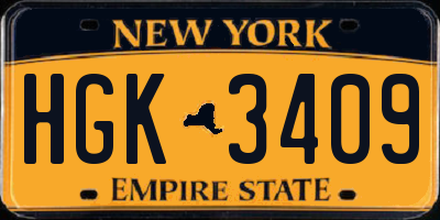 NY license plate HGK3409