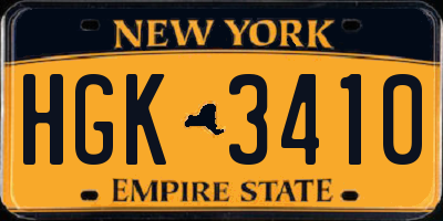 NY license plate HGK3410