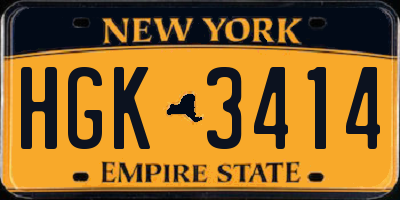 NY license plate HGK3414