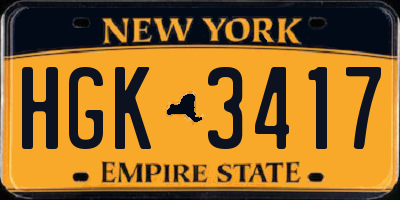 NY license plate HGK3417