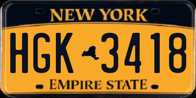 NY license plate HGK3418