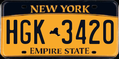 NY license plate HGK3420