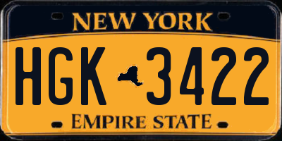 NY license plate HGK3422