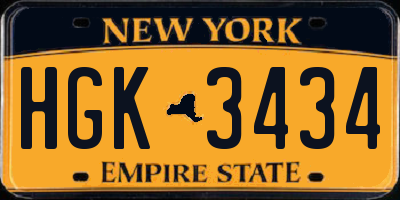 NY license plate HGK3434