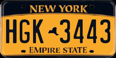 NY license plate HGK3443