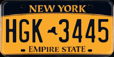 NY license plate HGK3445