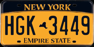 NY license plate HGK3449