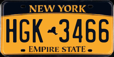NY license plate HGK3466