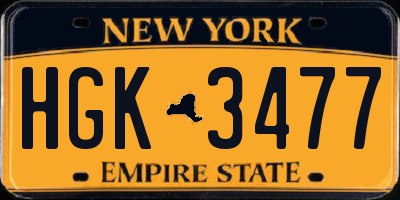 NY license plate HGK3477