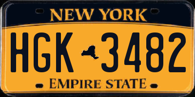 NY license plate HGK3482
