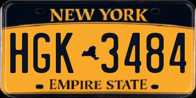 NY license plate HGK3484