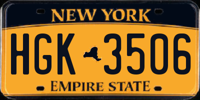 NY license plate HGK3506