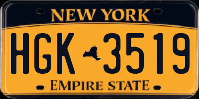 NY license plate HGK3519
