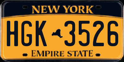 NY license plate HGK3526