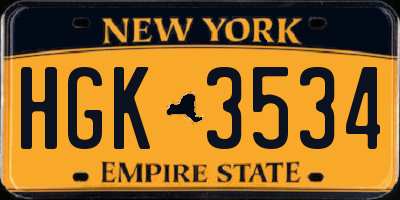 NY license plate HGK3534