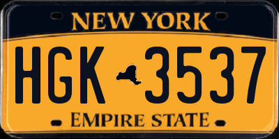 NY license plate HGK3537