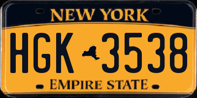 NY license plate HGK3538